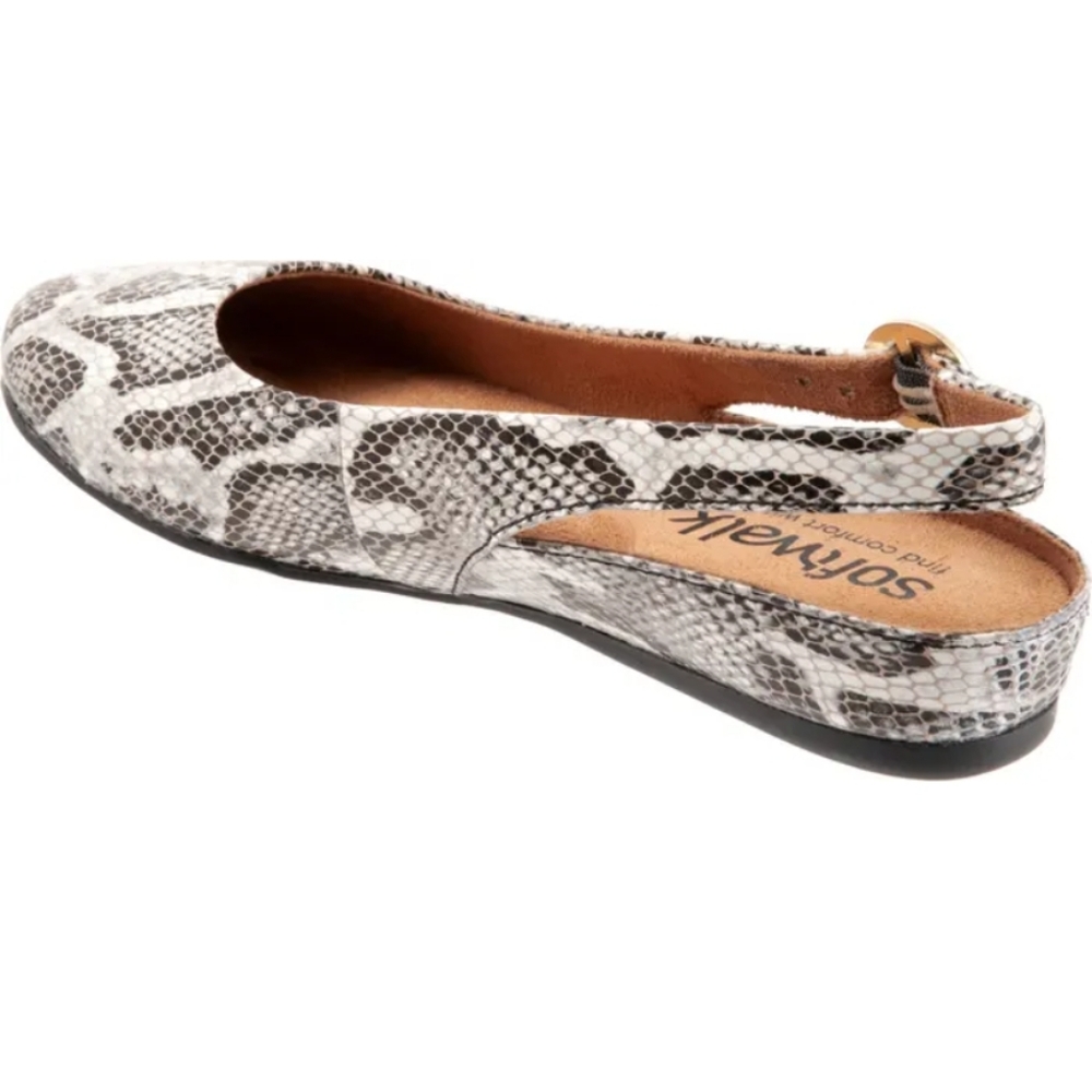 Softwalk Sandy Flat Black and White Snake -7.5 WW - Picture 2 of 9
